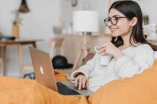 woman working virtually from home